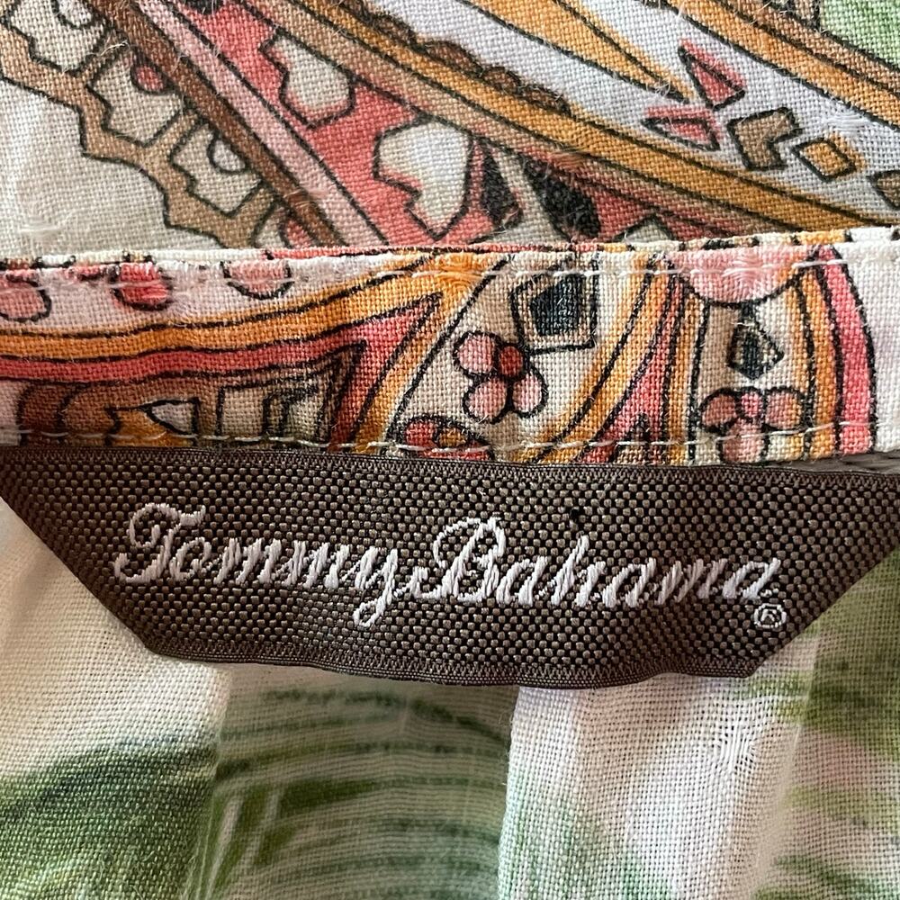 Tommy Bahama 100% Rami Paisley Popover Top LARGE Summer Casual Work Wear - Picture 9 of 11